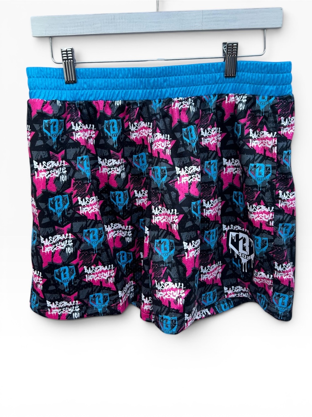 Baseball Lifestyle 101 Tag Mesh Athletic Shorts Small Pink Blue Black NWT
